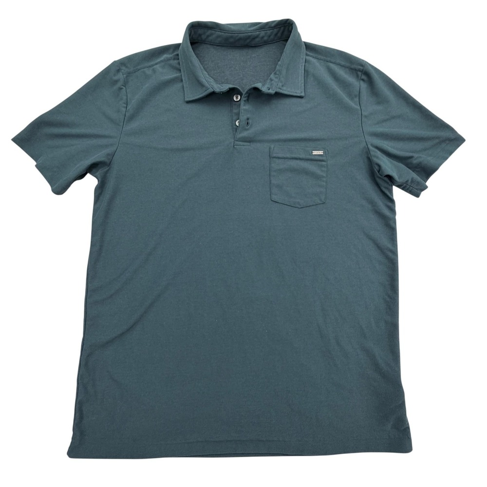 Vuori Polo Shirt Mens Medium Green Pocket Collared Short Sleeve Polyester Active